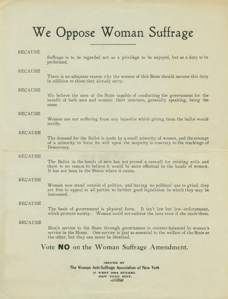 Flyers For And Against Woman Suffrage